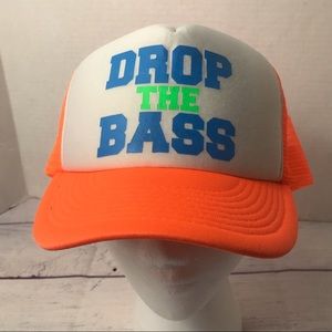 VTG Cobra ‘DROP THE BASS’ Mesh Trucker Hat Cap Snapback Neon Orange EUC
